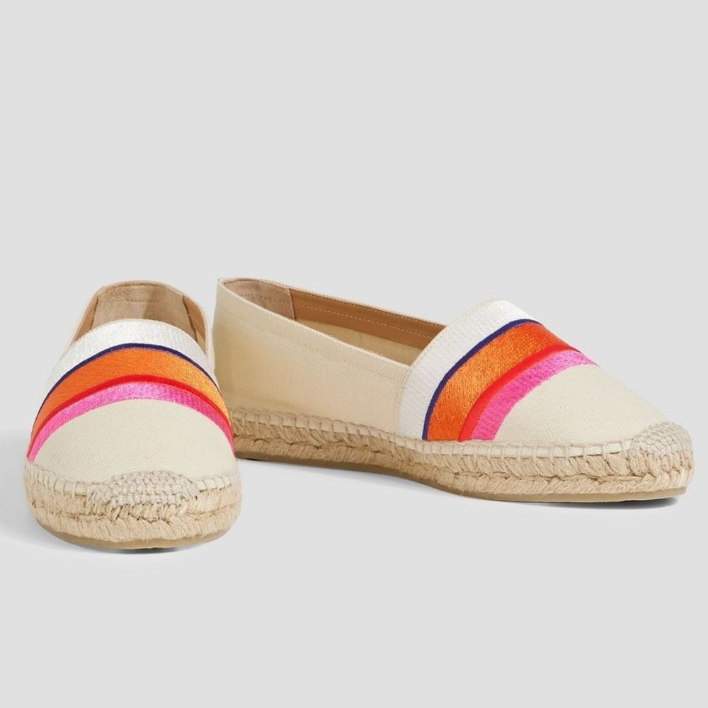 Nwot Diane Von Furstenberg X Castaner Klea Striped Embroidered Canvas Espadrille
